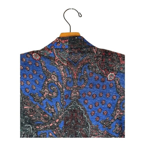 Alberto Makali Blazer‎ Women Medium Blue Paisley Shawl Collar Open Jacket Italy - Picture 4 of 8